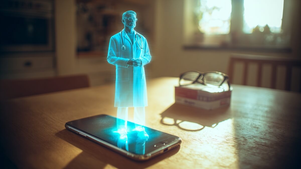 Hologramme d'un médecin illustrant la nouvelle IA de Doctolib © SeniorActu