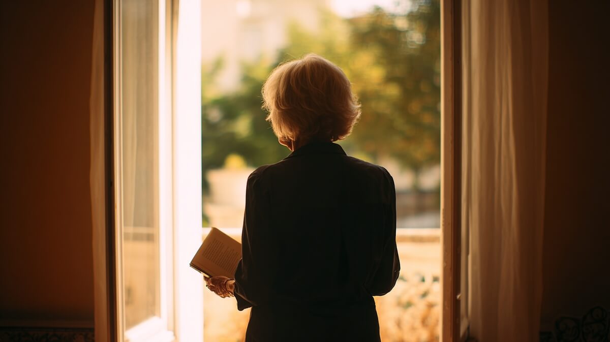 Felle senior, un cahier à la main, dans une attitude de détermination silencieuse © SeniorActu