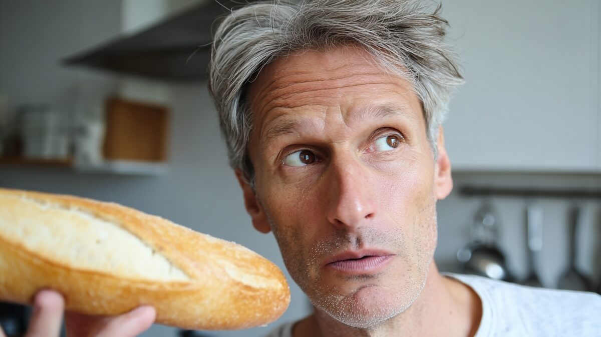 Senior découvrant la teneur en sel de sa baguette quotidienne © SeniorActu