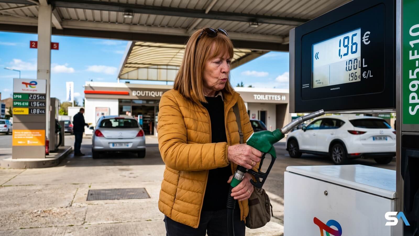 Cette retraitée n'en revient pas de la facture de son plein d'essence suite à l'inflation