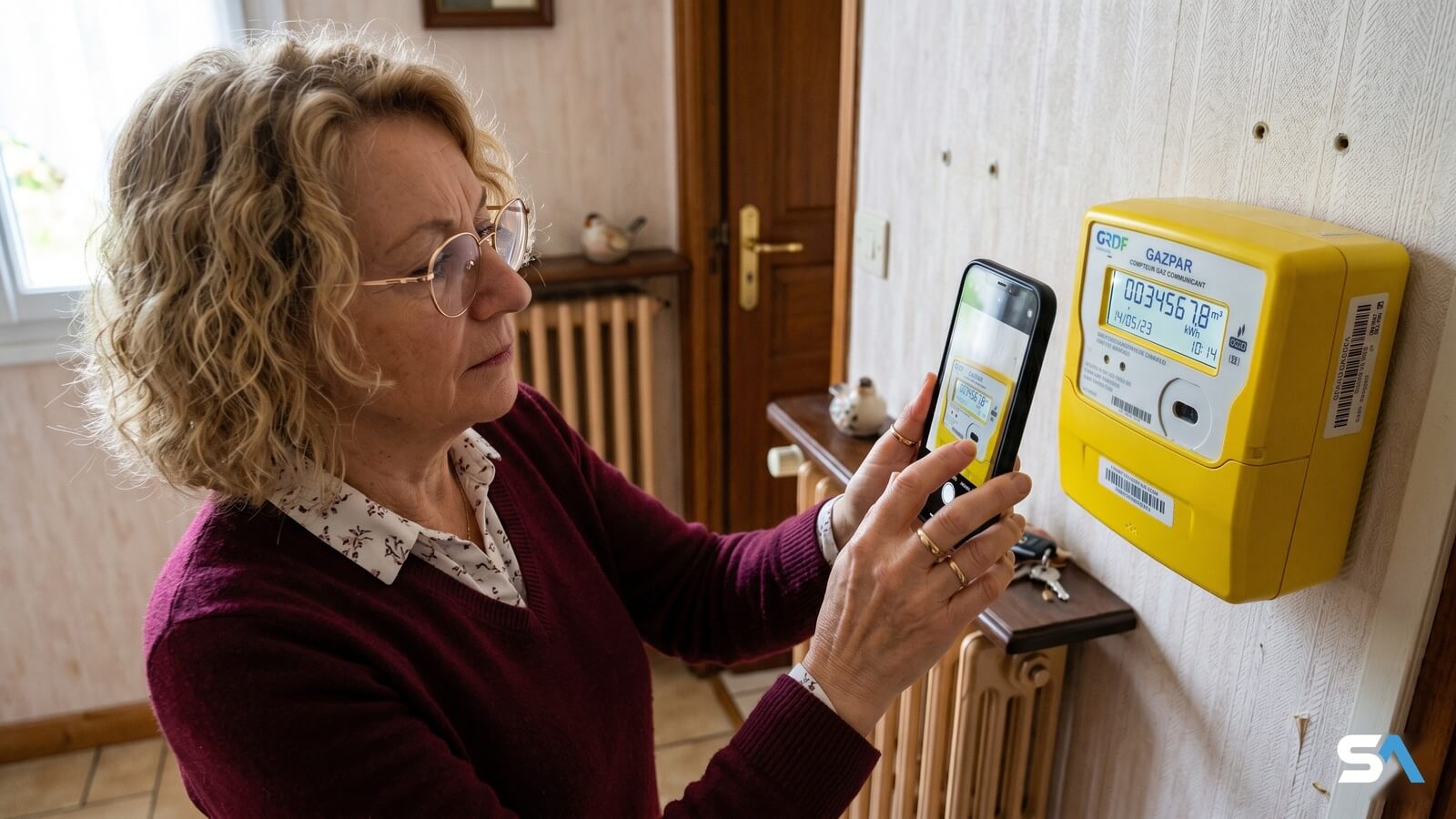 Un retraitée photographie l'affichage de son compteur de gaz